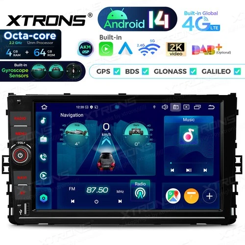 XTRONS CarPlay 9" Android14 Car Stereo Radio GPS 4+64GB For VW Golf Atlas Arteon