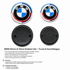 ? BMW 50th Anniversary M Emblem Badge Set 74mm 82mm Hood Trunk Non Genuine