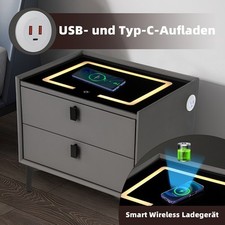 Comodino Smart 2 Cassetti Armadio Con LED Ricarica Wireless Eeftrtymswhadu