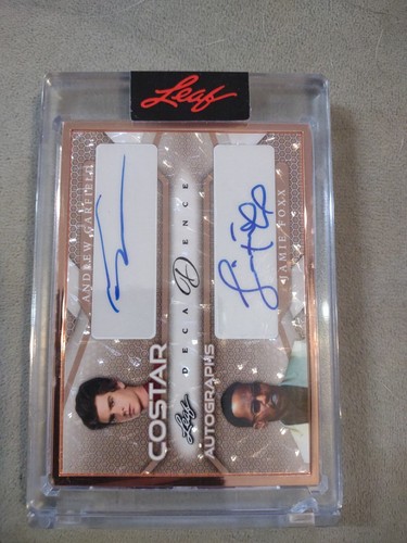 2023 LEAF Decadence CoStar ANDREW GARFIELD & JAMIE FOXX 3/5 DUAL AUTO MINT SP 📈 - Foto 2 di 10