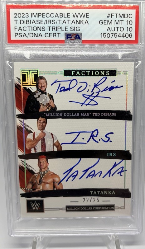 2023 Impeccable WWE Ted Dibiase/Tatanka/IRS Factions Sig. /25 🔥PSA 10 AUTO 10
