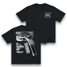 "In Glock We Trust" Graphic Short Sleeve Round Neck TShirt Casual Street Style