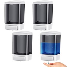 4 Pcs Plastic Wall Mounted Soap Dispenser Commercial Manual Soap Containers W...
