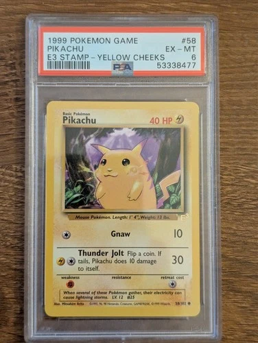 1999 Pokemon Base E3 Stamp PSA 6 Pikachu Yellow Cheeks #58 Promo Excellent Mint