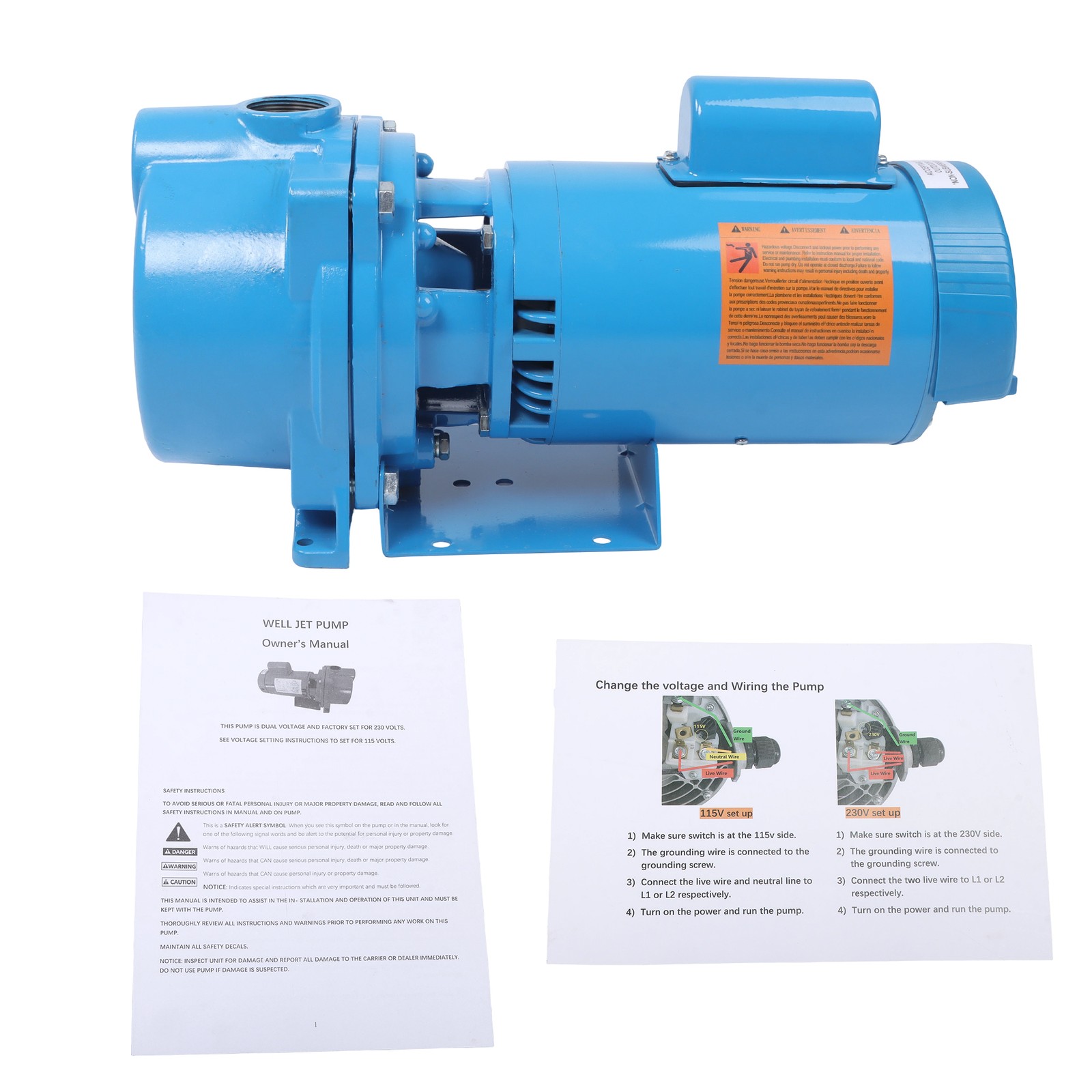 GT15 3450 RPM 1.5 HP 115/230V Water Well Irrigation Sprinkler Pump 1 Phase