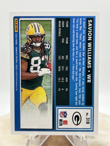 2025 Donruss Savion Williams RC Base #318 Green Bay Packers Rookie - Bild 2 von 2