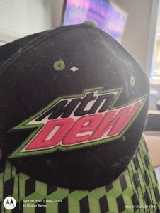 Mountain Dew Logo Soda Advertising Hat Cap 2016 Original Black Green