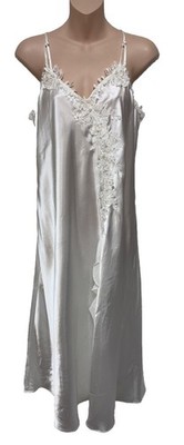 Alexandra Nicole Large White Satin/Lace Sequence Nightgown Long slip dress