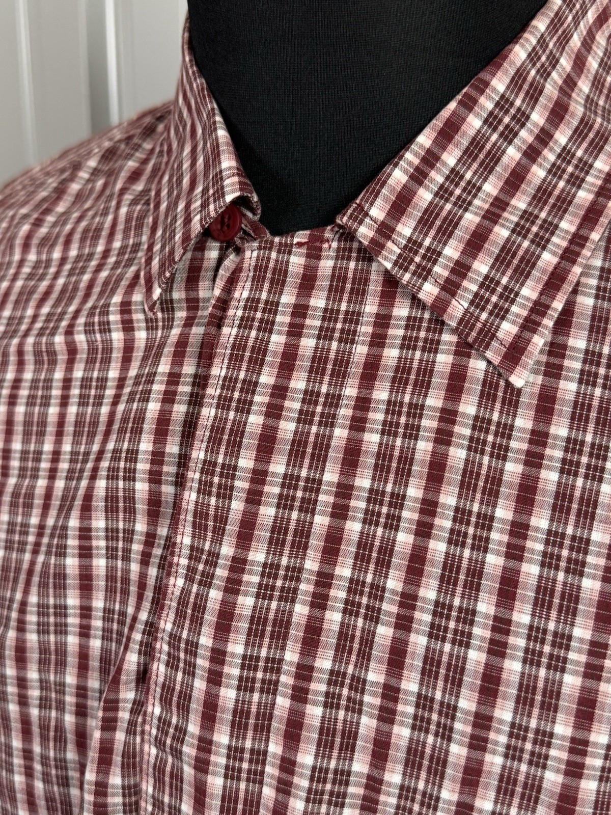 SAINT LAURENT Camicia elegante uomo Yves St Laurent grande con bottoni nascosti stile rosso a quadri