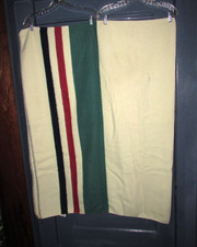 Vintage GENA Red,Black,Green Stripe Acrylic Blanket 66" x44" Made in USA Nice