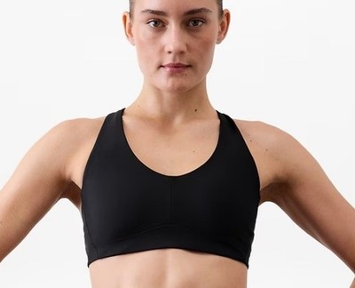 Athleta XL Interval Plunge Train Sports Bra Black Med-High Compression