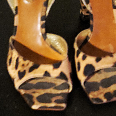 Dolce&Gabbana Women s Leopard Print Leather Open Toe Slip-On Pumps US 6