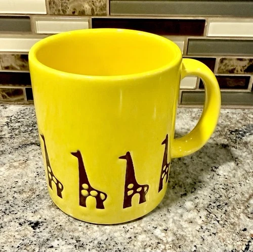 Vintage Waechtersbach Mug Giraffes Coffee Cup Yellow Giraffe Spain 