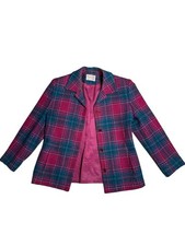 Vintage Pendleton Petite 100 Virgin Wool Plaid Blazer Jacket Pink Teal 4P