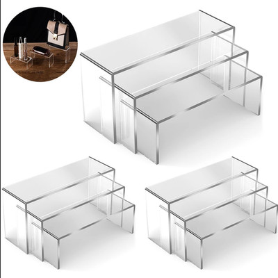 3pcs Acrylic Display Stand-Clear Riser Shelf for Jewelry Desserts & Collectibles