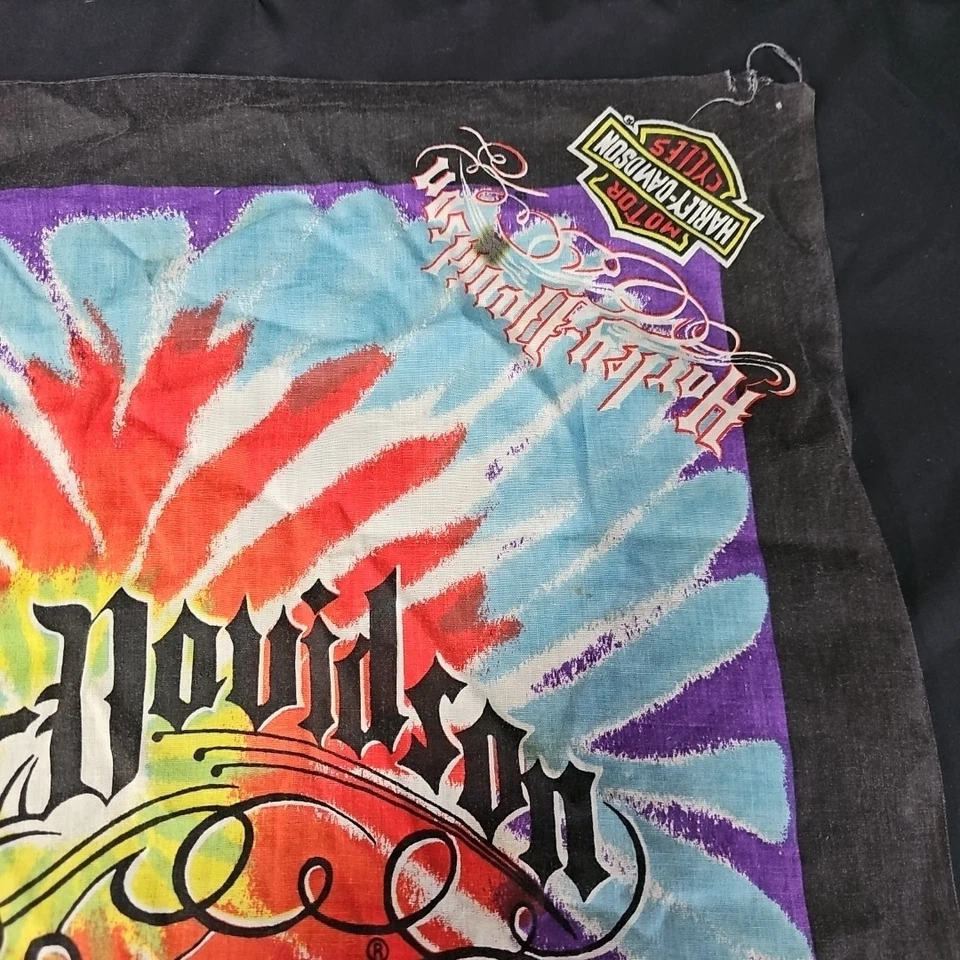 Lenço bandana fogos de artifício raro vintage Harley Davidson anos 80 anos 90 motociclista - Imagem 3 de 4