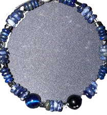 Beaded Gemstone Bracelet made with genuine lapis, blue apatite and sodalite.