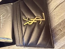 Saint Laurent Cassandre Matelasse Card Case in Grain De Poudre Embossed Leather