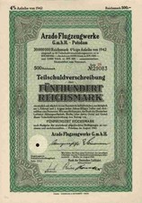 ARADO Flugzeugwerke 1942 Potsdam Warnem&uuml;nde K&ouml;ln Bonn 500 RM Wittenberge Anklam