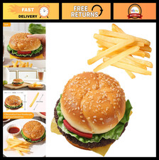 Realistic Artificial Hamburger & 12 French Fries - Fake Food Props for Display D