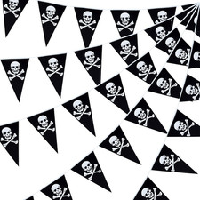 60 Pcs Pirate Banner Birthday Party Skull Triangle Pennant