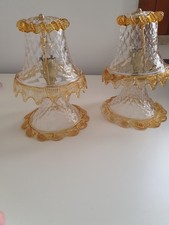 2 Lampade Comodino Cristallo/ambra