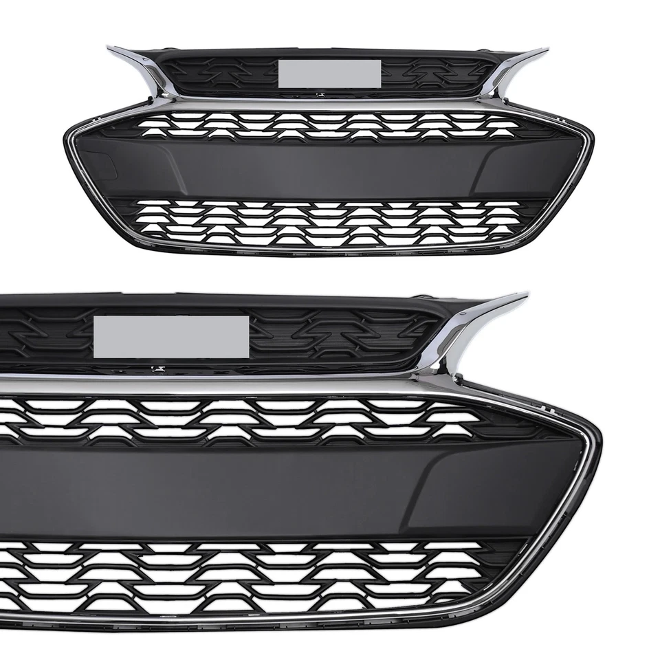New Front Upper+Lower Grille Assembly For 2019-2022 Chevy Spark Black & Chrome - Imagem 2 de 4