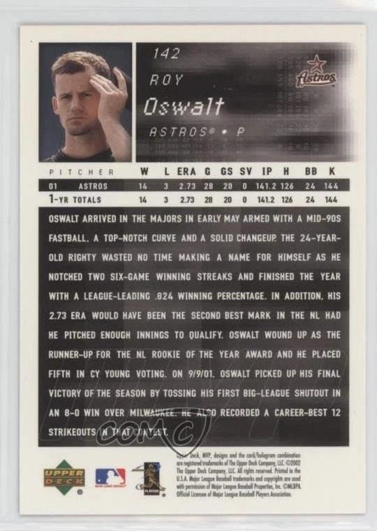 2002 Upper Deck MVP Roy Oswalt #142 - Image 2 of 2