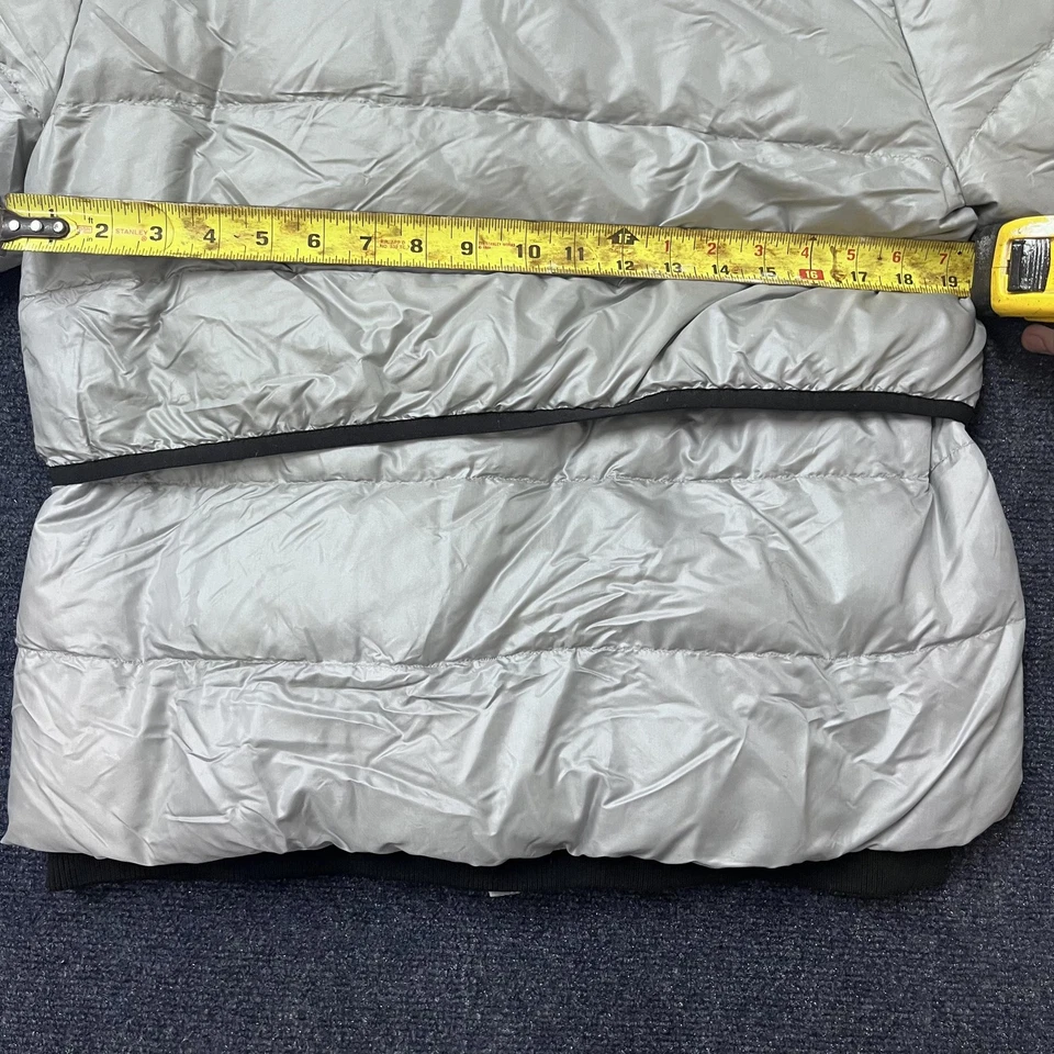 Nike Jacket Womens Medium Silver Gray Puffer Hooded Asymmetrical Zip Bomber - Image 4 of 4