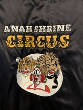 Vtg Satin Bomber Jacket Anah Shrine Circus Black 80's Made In USA XXL
