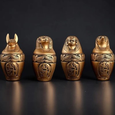 Authentic Ancient Egyptian Antique 4 Canopic Jars sons of Horus Rare Egyptian BC