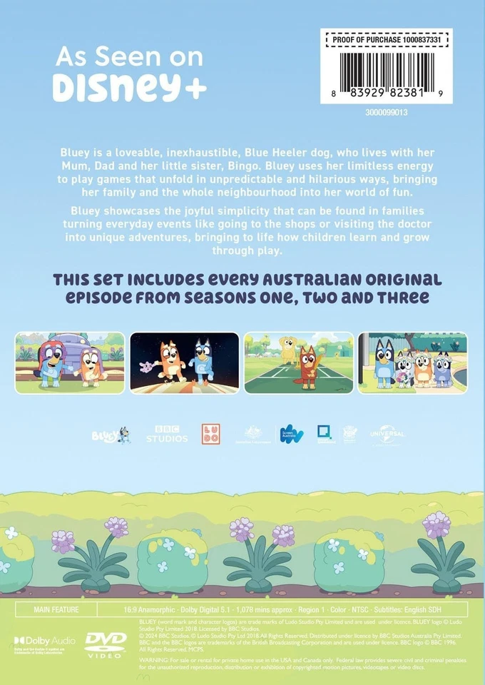 BLUEY - Complete Seasons 1-3 DVD Set on 6 Discs Run time : ‎ 18 hrs approx - Image 2 of 2