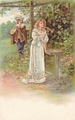 Oster Postkarte - mit Ostergruß mit Goldrand 3er Set