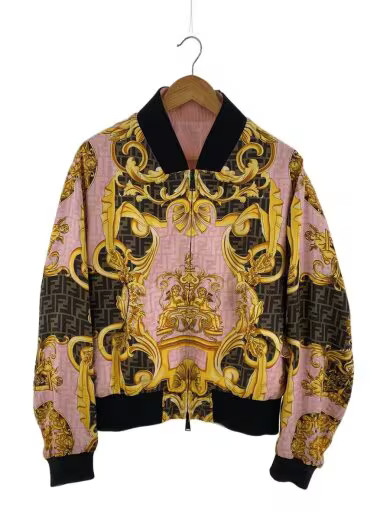 FENDI/Blouson/Size 50/Silk/Pink/All-over Print/FW1091