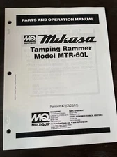 MULTIQUIP MTR-60L Jumping Jack RAMMER PARTS OPERATION INSTRUCTION MANUAL Mikasa
