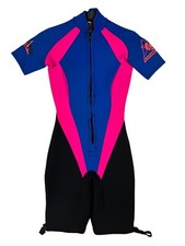 O'Neill 7488 Shorty Zip Front Springsuit Wet Suit Women's 4 Black Pink Blue
