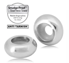 Stainless Rubber Stopper Charm Bead fits European Charm Bracelets & Flex Bangle 