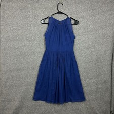 J. Crew women's Petite 2 Blue Sleeveless Pleated Midi Dress Lightweight & Flowy