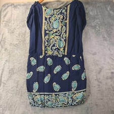 Paisley S Angie Rayon Navy Teal Gold Art to Wear Festival Summer-core