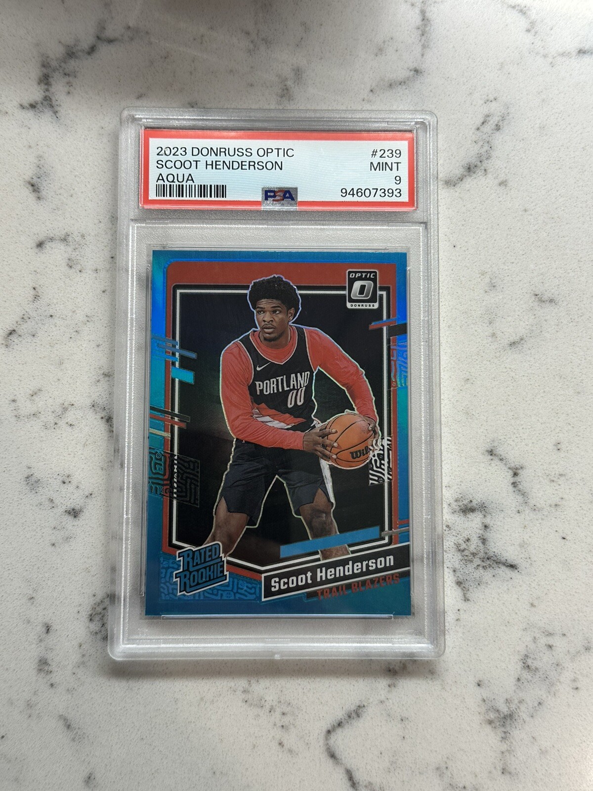 2023 DONRUSS OPTIC SCOOT HENDERSON AQUA RATED ROOKIE /249 PSA 9