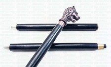 Antique Lion Head Victorian Wooden Handle Vintage Designer Walking Cane Sticks
