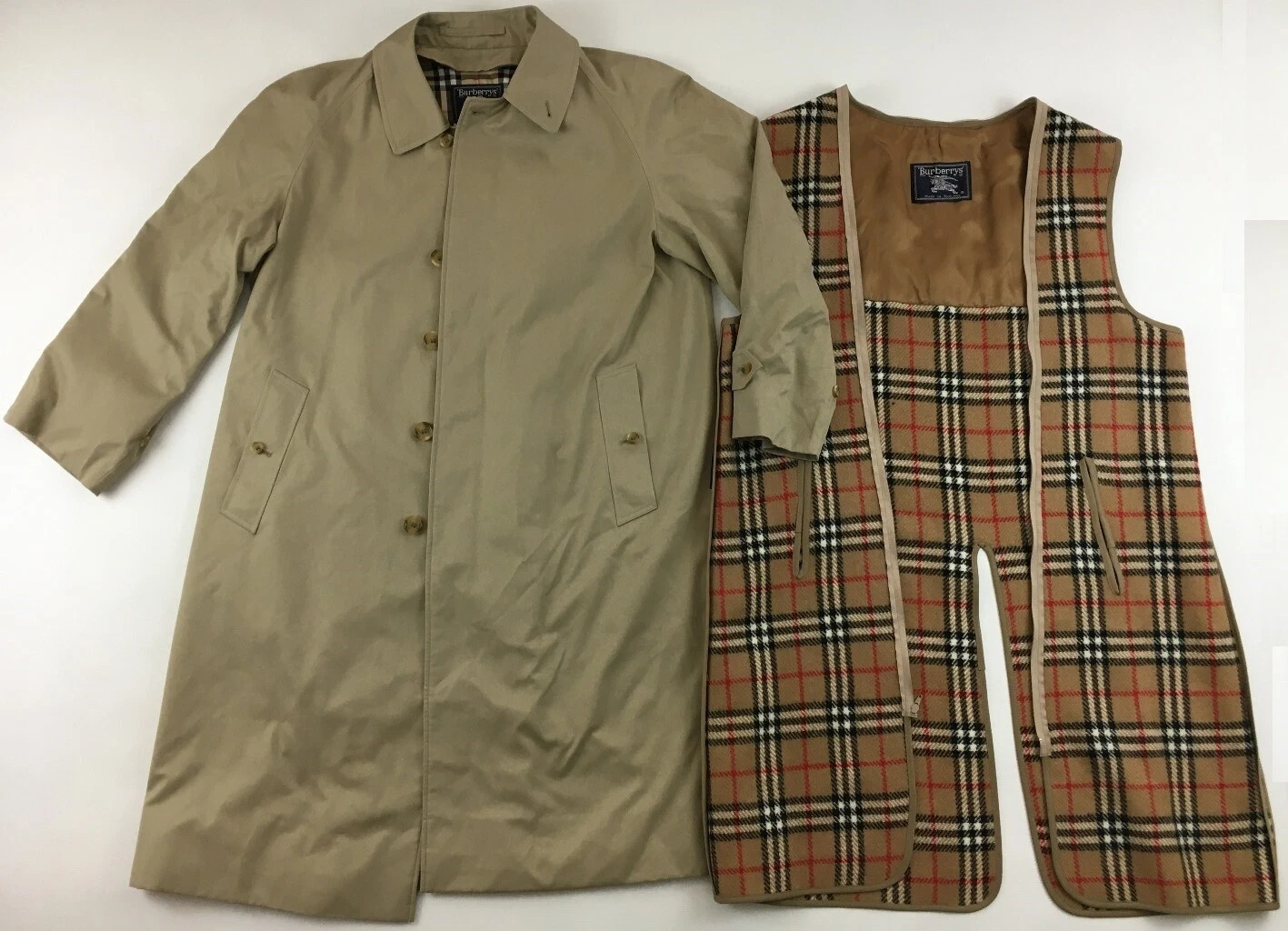 Cappotto Burberry beige designer quadretti Nova fodera in lana rimovibile uomo 52