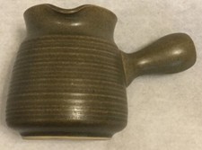 Vintage Art Pottery Handle Creamer Green Unsigned 4.5” Tall x 6.5” Length