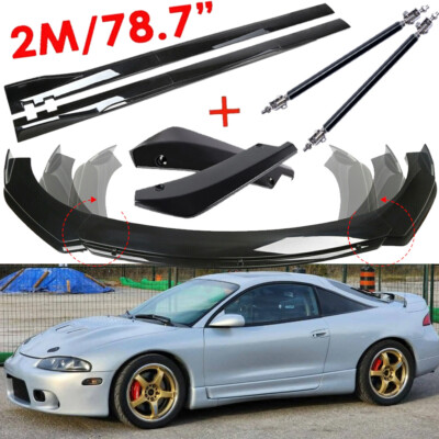 Front Bumper Lip Splitter Spoiler Side Skirts+Strut Rods For Mitsubishi Eclipse