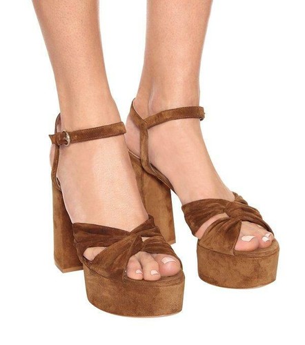 brown suede platform shoes