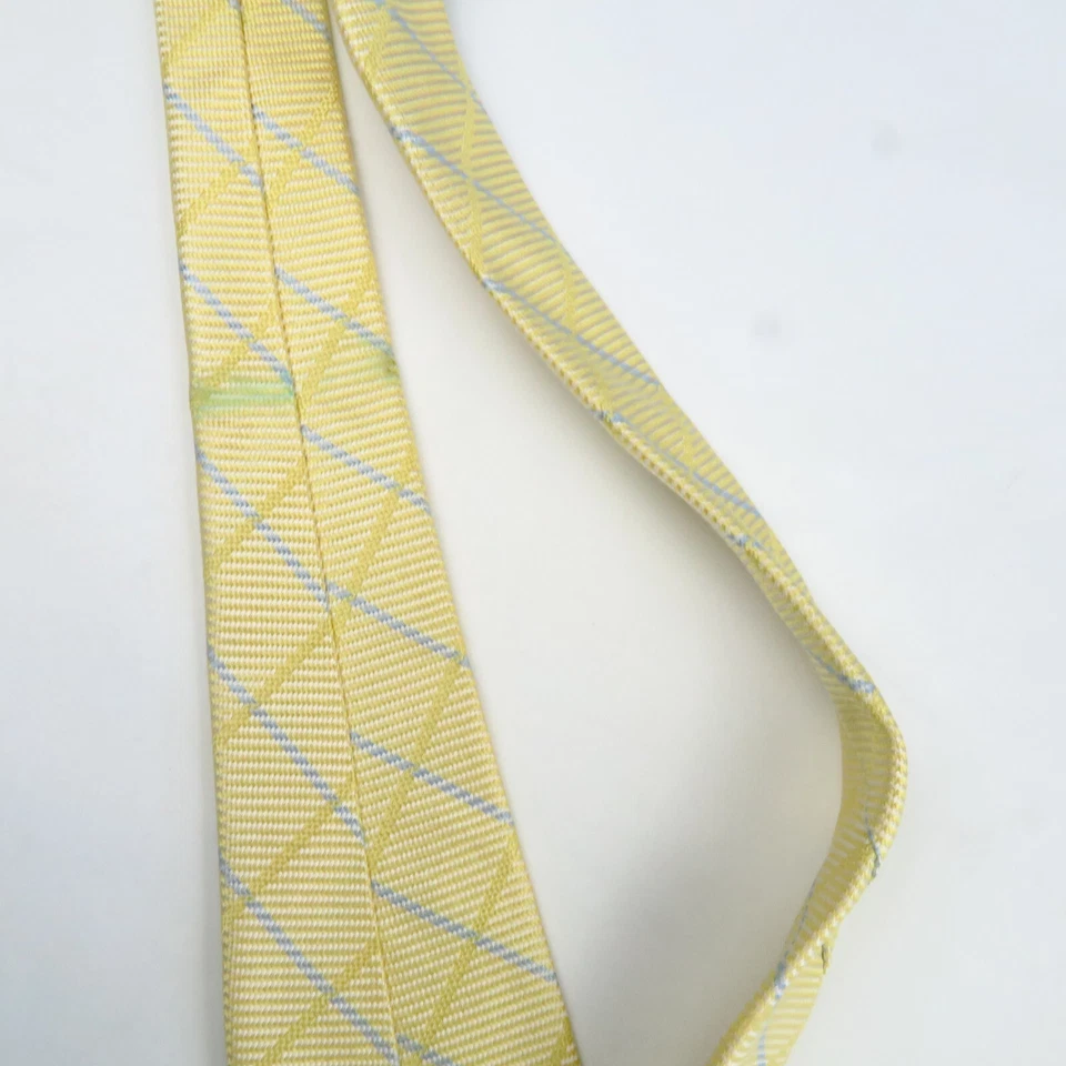 Coleção Executiva Tom James Gravata Masculina Amarelo Azul Tecido Xadrez 57x3,75 - Imagem 4 de 4