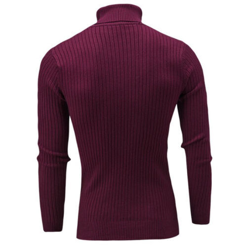 Mens Knitted Sweater Winter Warm Turtle Neck Jumper Pullover Casual Knitwear Top - Picture 19 of 30