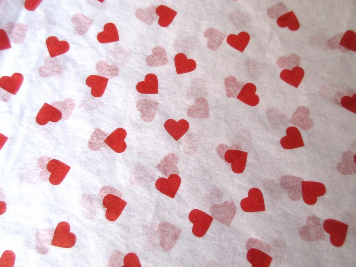 15 SHEETS VALENTINE RED HEART TISSUE PAPER~20x30~15 HEART-LOVE TISSUE  PAPER