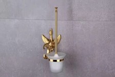 Gold Pvd Crystal Classic style bathroom brass swan toilet brush holder