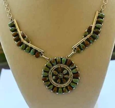 Navajo Mojave Turquoise & Sterling Necklace by D Benally 34 grams 49 stones 24"